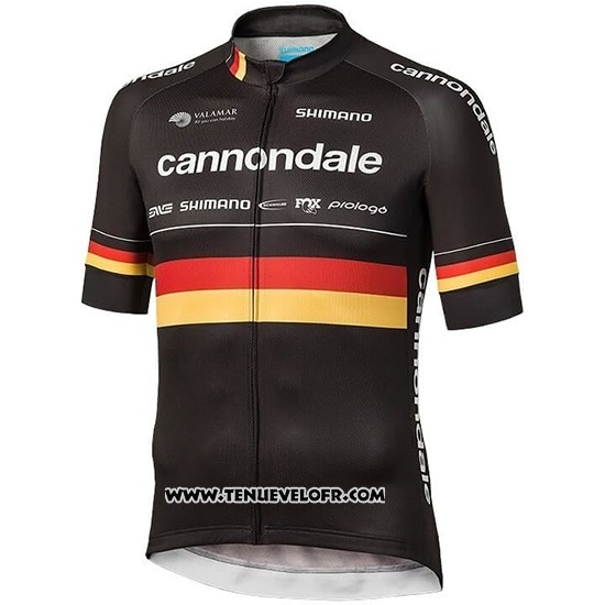 2019 Maillot Ciclismo Cannondale Shimano Champion Allemagne Manches Courtes et Cuissard